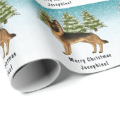 Schwarz-Tan-Schäfer Hund Winterwald Geschenkpapier (Rolleneckpunkt)