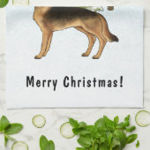 Schwarz-Tan-Schäfer Hund Winterwald Geschirrtuch (Gefaltet)