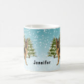 Schwarz-Tan-Schäfer Hund Winterwald Kaffeetasse (Mittel)