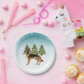 Schwarz-Tan-Schäfer Hund Winterwald Pappteller (Party)