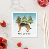 Schwarz-Tan-Schäfer Hund Winterwald Serviette (Beispiel)