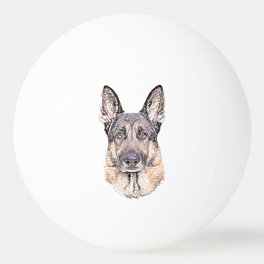 Schwarz-Tan-Schäfer-Portrait Tischtennisball (Vorderseite)