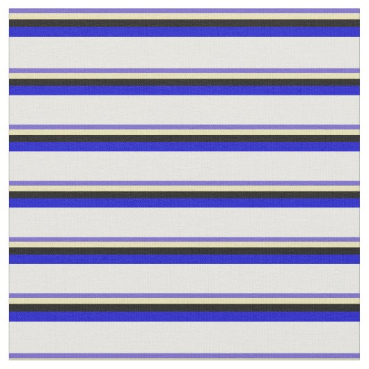 Schwarz, Tan, Schwarz, Blau und Weiß Stoff (Nahaufnahme)