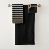 Schwarz-Tan Solid and Stripes Bath Handtuch Set (Insitu)