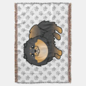 Schwarz-Tan-Spitz Niedlich Cartoon Dog & Paws Decke (Vorderseite Vertikal)