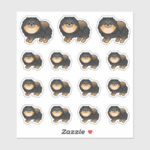 Schwarz-Tan-Spitz Niedliche Cartoon-Hunde Aufkleber