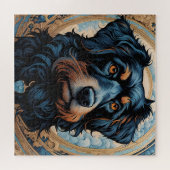 Schwarz-Tan-Terrier-Portrait Puzzle (Horizontal)