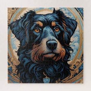 Schwarz-Tan-Terrier-Portrait Puzzle