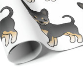 Schwarz-Tan-Weicher-Coat Chihuahua-Hundemuster Geschenkpapier (Rolleneckpunkt)