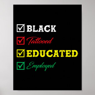 Schwarz Tattooed gebildeten Afro Black Histor Poster