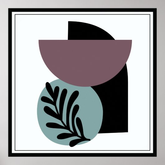 Schwarz, Taupe und Abstraktes Blauer-Formen-Poster Poster (Vorne)