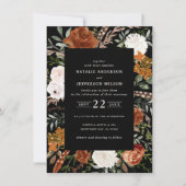 Schwarz Terracotta floral rustikal elegante flye Einladung (Vorderseite)