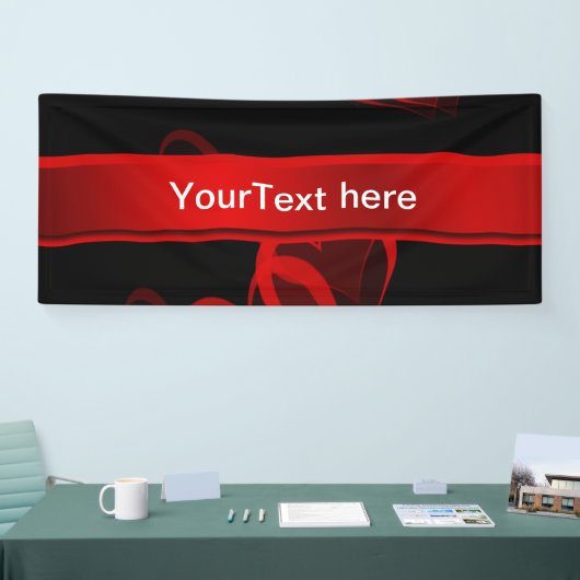 Schwarz-Text-Vorlage mit Herz rot Banner (Messe)