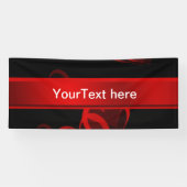 Schwarz-Text-Vorlage mit Herz rot Banner (Horizontal)