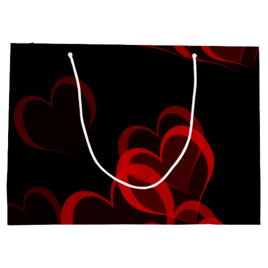 Schwarz-Text-Vorlage mit Herz rot Große Geschenktüte (Rückseite)