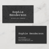 Schwarz Textured Minimalistisch Author Beruflich Visitenkarte (Vorne/Hinten)