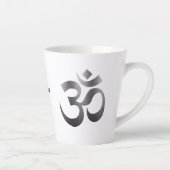 Schwarz Textured Om Symbol, Name, 12oz Latte Tasse (Rechts)
