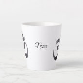 Schwarz Textured Om Symbol, Name, 12oz Latte Tasse (Vorderseite)