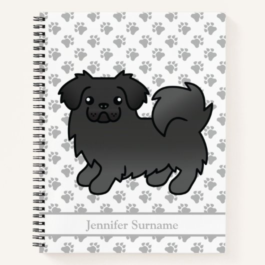 Schwarz-Tibetisch-Spanier Niedlicher Cartoon Dog & Notizblock (Vorderseite)