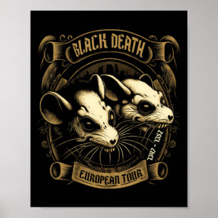 Schwarz-Tod-Europatour-Historie-Goth-T-Shirt Poster