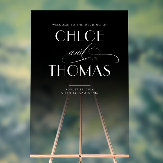 Schwarz Top Transparente unterste schicke Hochzeit Acrylschild (Neutral)