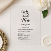 Schwarz transparent mr und mrs Elegant Wedding Acryleinladungen
