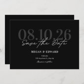 Schwarz Trendy minimalistische ästhetische Hochzei Save The Date (Vorne/Hinten)