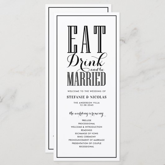Schwarz | Trinken und Verheiratet Hochzeitsreisen. Programm (Vorne/Hinten)