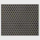 Schwarz Trippy Honeycomb Hexagon Muster Cool dunke Geschenkpapier (Flach)