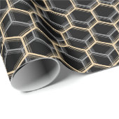 Schwarz Trippy Honeycomb Hexagon Muster Cool dunke Geschenkpapier (Rolleneckpunkt)