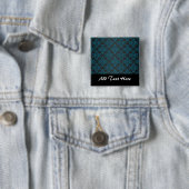 Schwarz-Türkis-Blau-Damaskus-Muster Button (Beispiel)