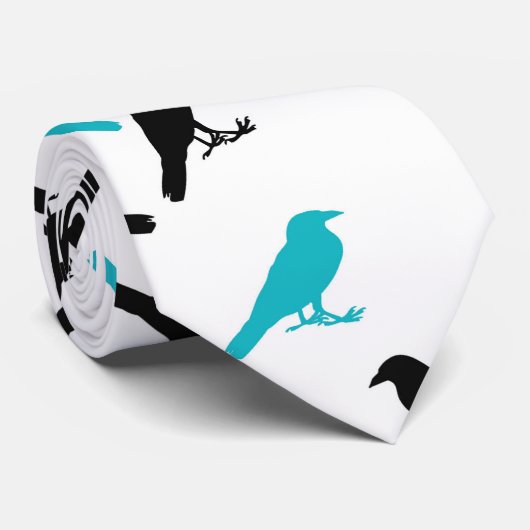 Schwarz-Türkis-Crows Krawatte (Gerollt)