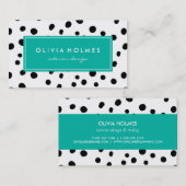 Schwarz/Türkis Dot Spot Muster Business Card Visitenkarte (Vorne/Hinten)
