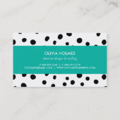 Schwarz/Türkis Dot Spot Muster Business Card Visitenkarte (Rückseite)