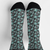 Schwarz-Türkis-Farbpaisley-Muster Socken (Oben)