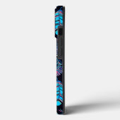 Schwarz-Türkis-Federmuster Case-Mate iPhone Hülle (Rückseite / Links)