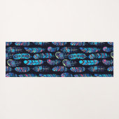 Schwarz-Türkis-Federmuster Yogamatte (Rückseite (Horizontal))