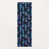 Schwarz-Türkis-Federmuster Yogamatte (Vorderseite)