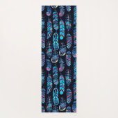 Schwarz-Türkis-Federmuster Yogamatte (Rückseite)