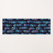 Schwarz-Türkis-Federmuster Yogamatte (Vorderseite (Horizontal))