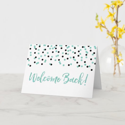 Schwarz-Türkis-Konfetti-Begrüßungskarte Karte (Gelbe Blume)