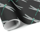 Schwarz-Türkis-Libelle Geschenkpapier (Rolleneckpunkt)