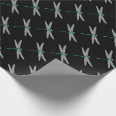 Schwarz-Türkis-Libelle Geschenkpapier (Ecke)