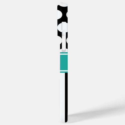 Schwarz-Türkis-Weißstreifen-Polka-Dot-Monogramm Case-Mate iPhone Hülle (Rückseite / Links)