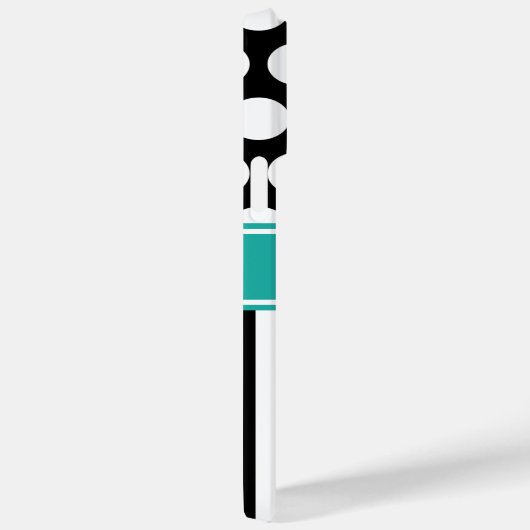 Schwarz-Türkis-Weißstreifen-Polka-Dot-Monogramm Case-Mate iPhone Hülle (Rückseite / Rechts)