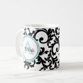 Schwarz-Türkisch-Mit Monogramm Damaskus Kaffeetasse (Vorderseite Links)