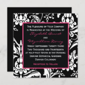 Schwarz-u. Pink-zeitgenössische Damast-Einladung Einladung (Vorne/Hinten)
