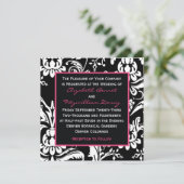 Schwarz-u. Pink-zeitgenössische Damast-Einladung Einladung (Stehend Vorderseite)