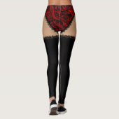 Schwarz u. rot schnüren Sie sich oben Leggings (Rückseite)
