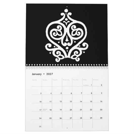 Schwarz u. Weiß 2009 Kalender (Jan 2027)